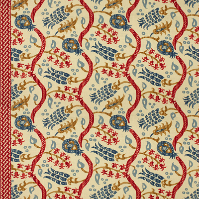 NISIOTIKO LINEN PRINT POMEGRANATE/OXFORD BLUE-0