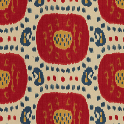 SAMARKAND COTTON AND LINEN PRINT POMPEIAN RED/OXFORD BLUE-0