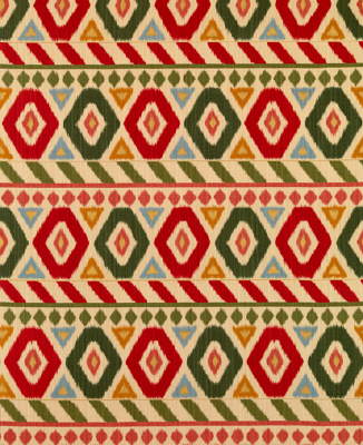 UZBEK LINEN AND COTTON PRINT POPPY/GREEN/CORAL-0